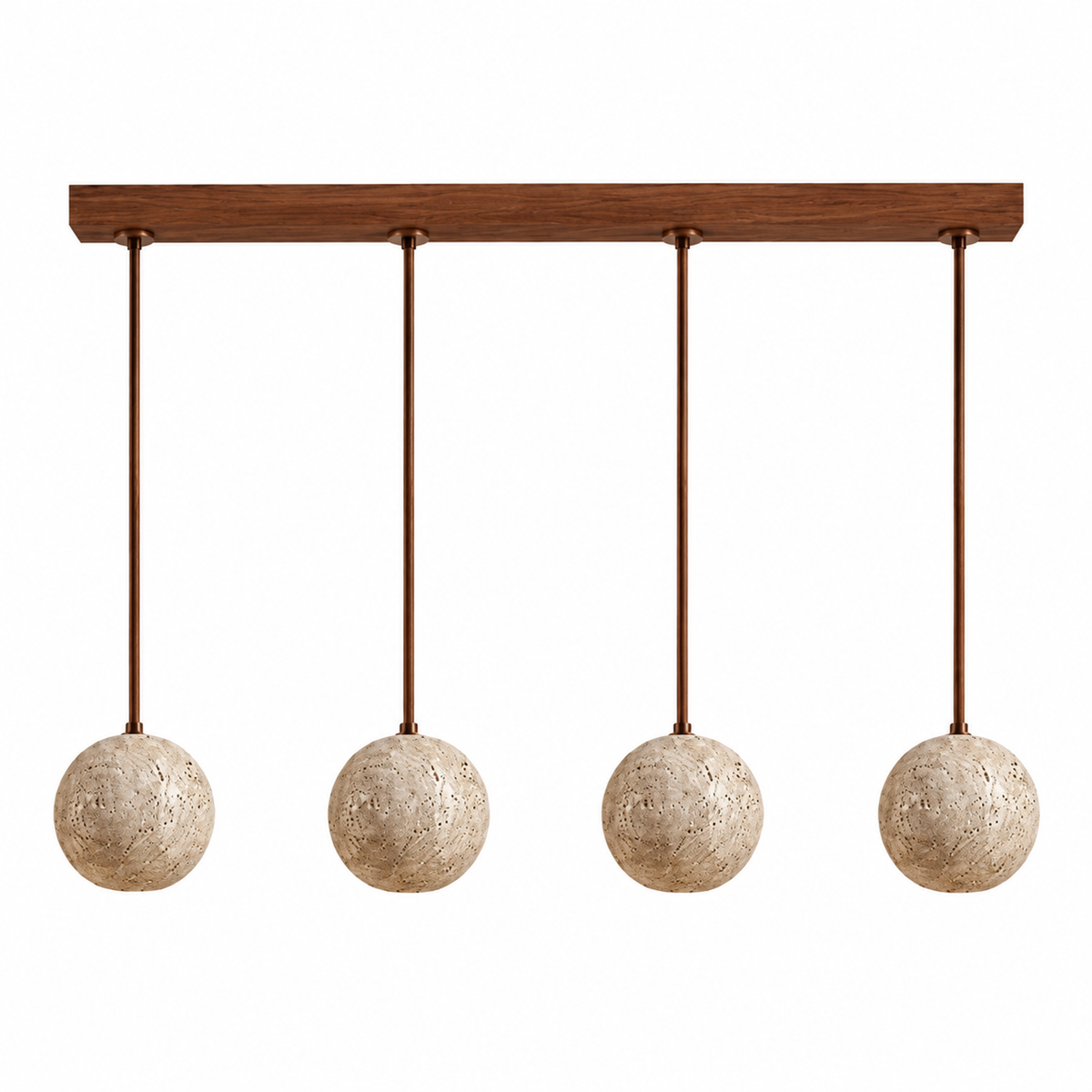 Modern Sphere Travertine Wood Pendant Light