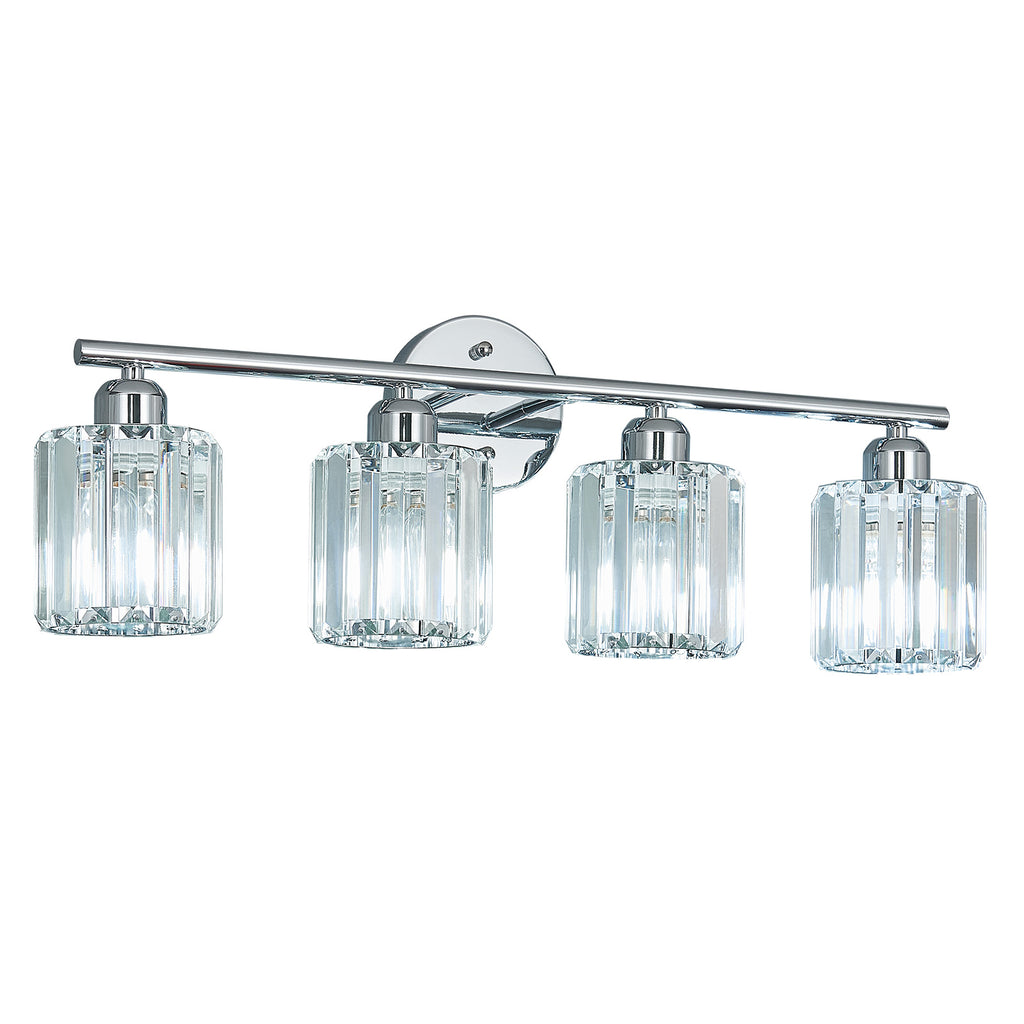 Modern Linear Fluted Crystal Bathroom Vanity Light