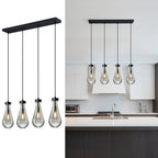 Raindrop Clear Solid Glass Adjustable Suspension Cord Pendant Light