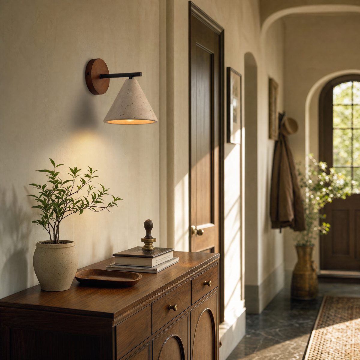 Wabi Sabi Conical Travertine Wall Sconce