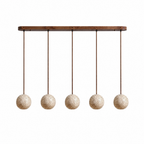 Modern Sphere Travertine Wood Pendant Light