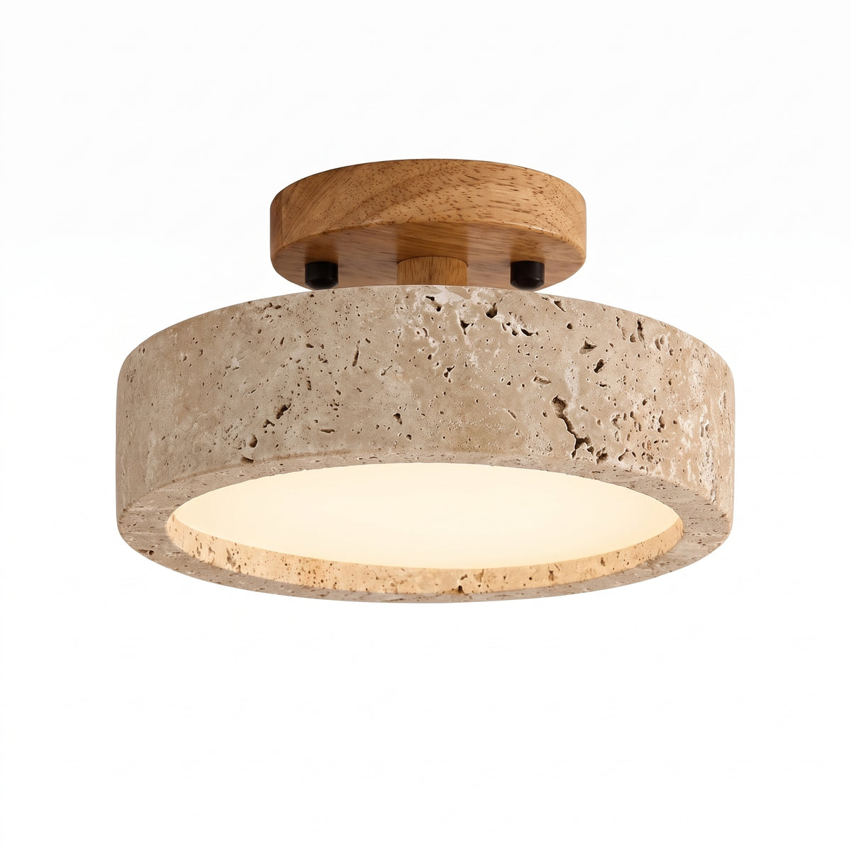 Wabi Sabi Round Ring Travertine Flush Mount Ceiling Light
