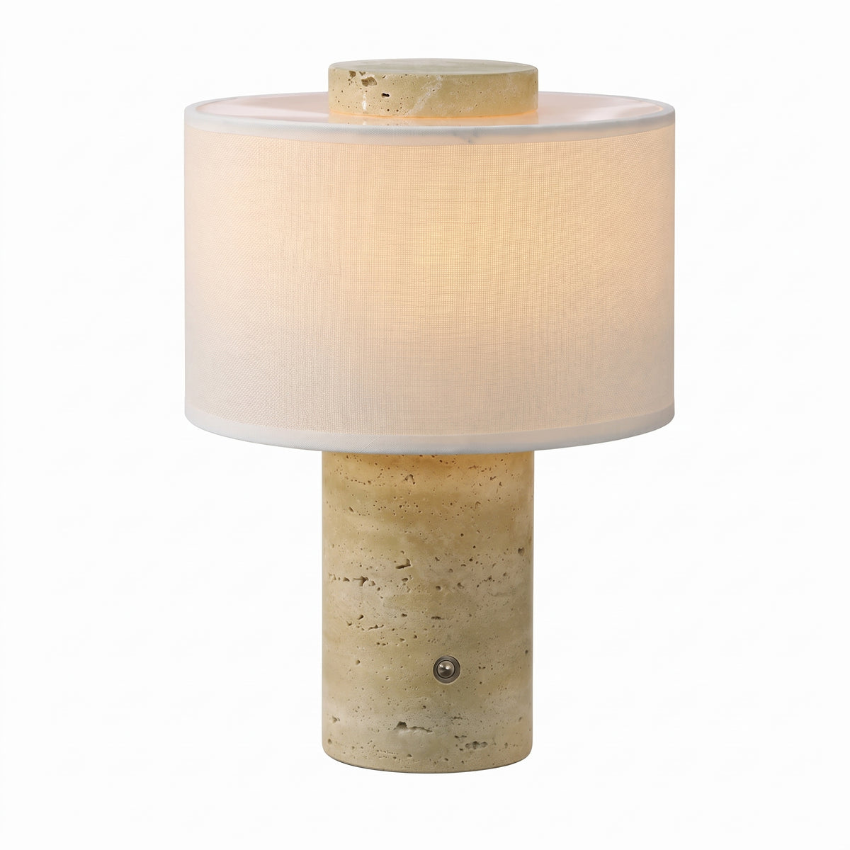 Wabi Sabi Cylindrical Travertine Table Lamp