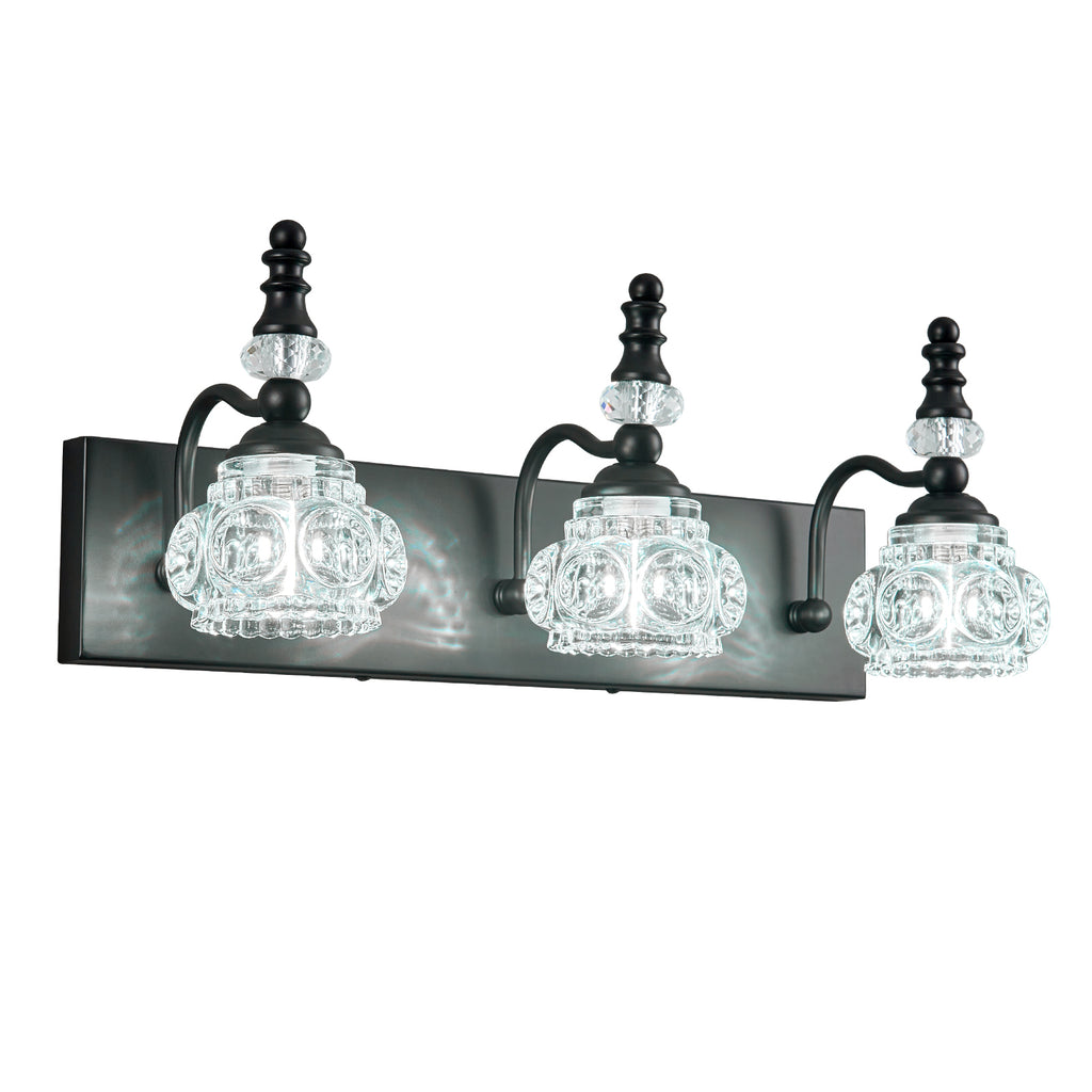 Vintage Embossed Textured Glass Curved Metal Arm Bathroom Vanity Light