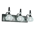 Vintage Embossed Textured Glass Curved Metal Arm Bathroom Vanity Light