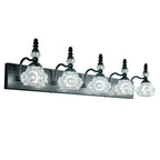 Vintage Embossed Textured Glass Curved Metal Arm Bathroom Vanity Light