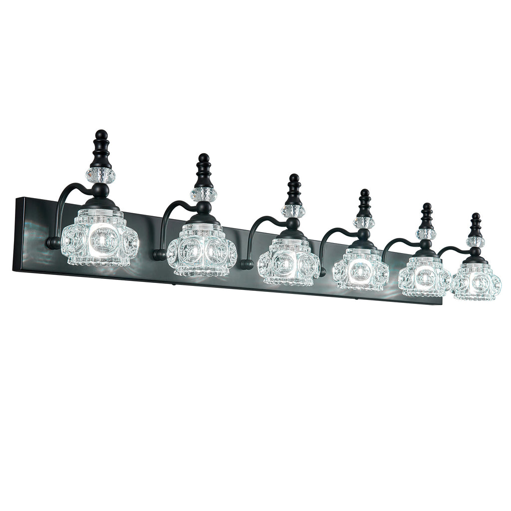 Vintage Embossed Textured Glass Curved Metal Arm Bathroom Vanity Light