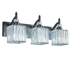 Transitional Luxury Square Prism Fluted Crystal Bathroom Vanity Light