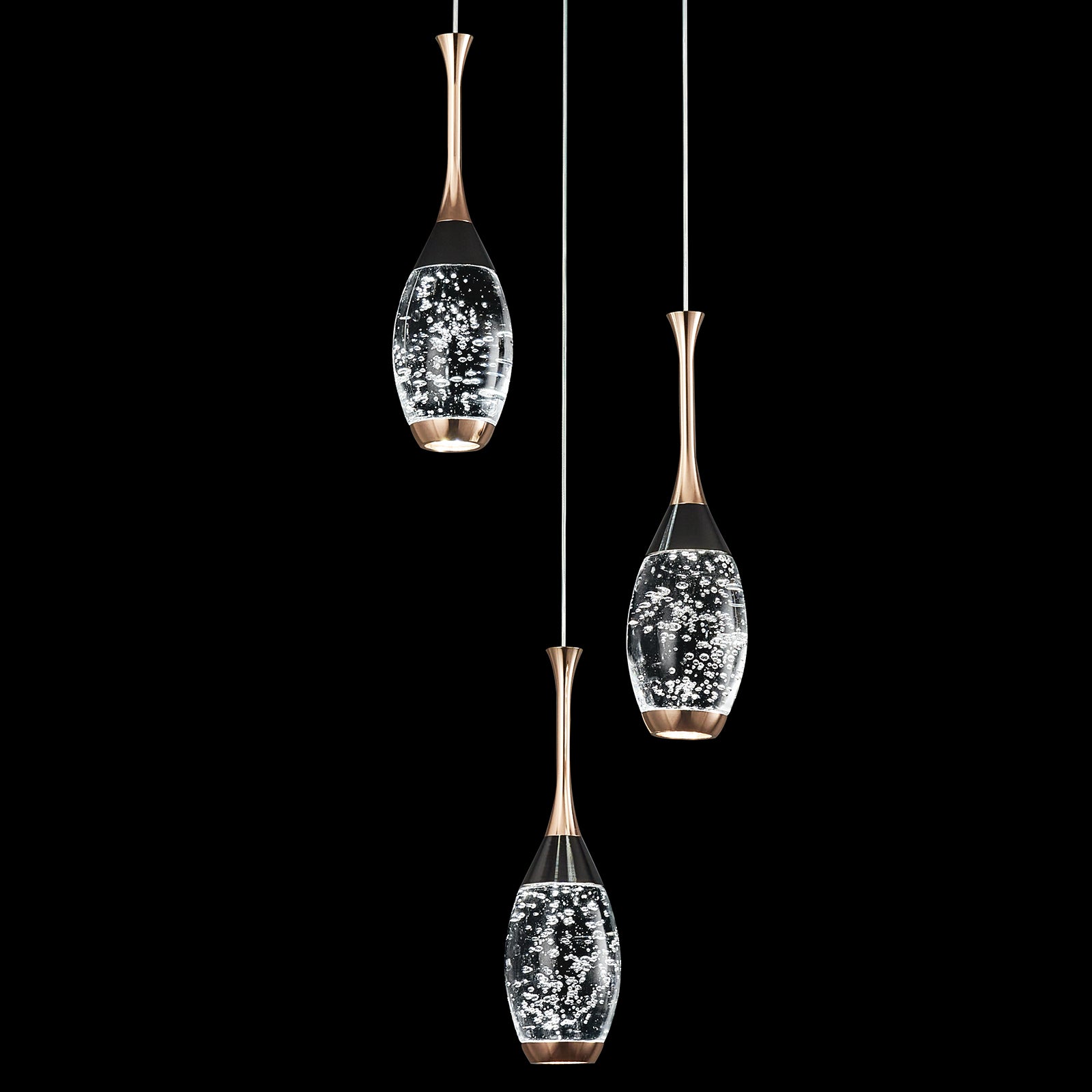Mini Teardrop LED Black Gold Crystal Pendant Light
