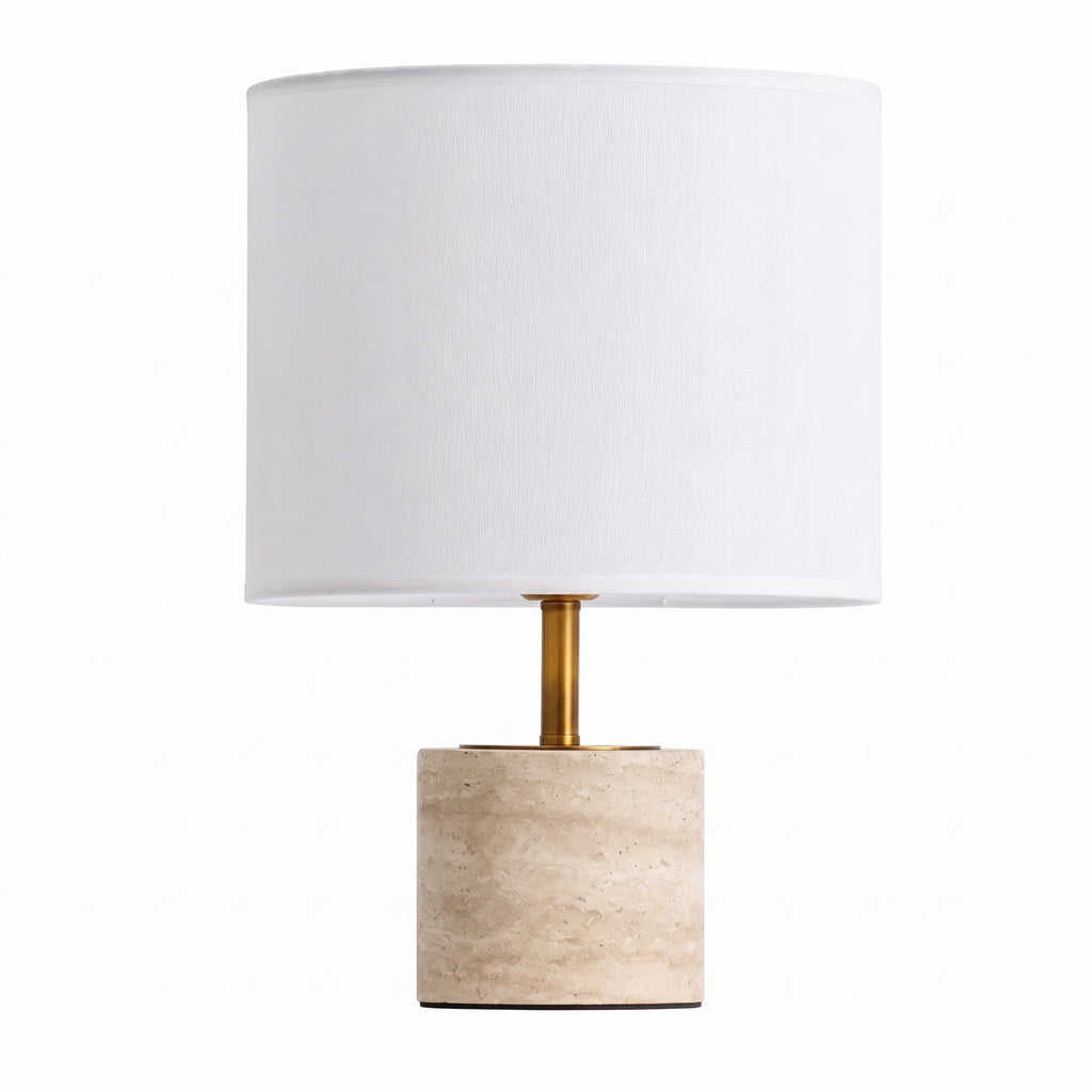 Wabi Sabi Cylindrical Travertine Table Lamp