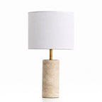 Wabi Sabi Cylindrical Travertine Table Lamp