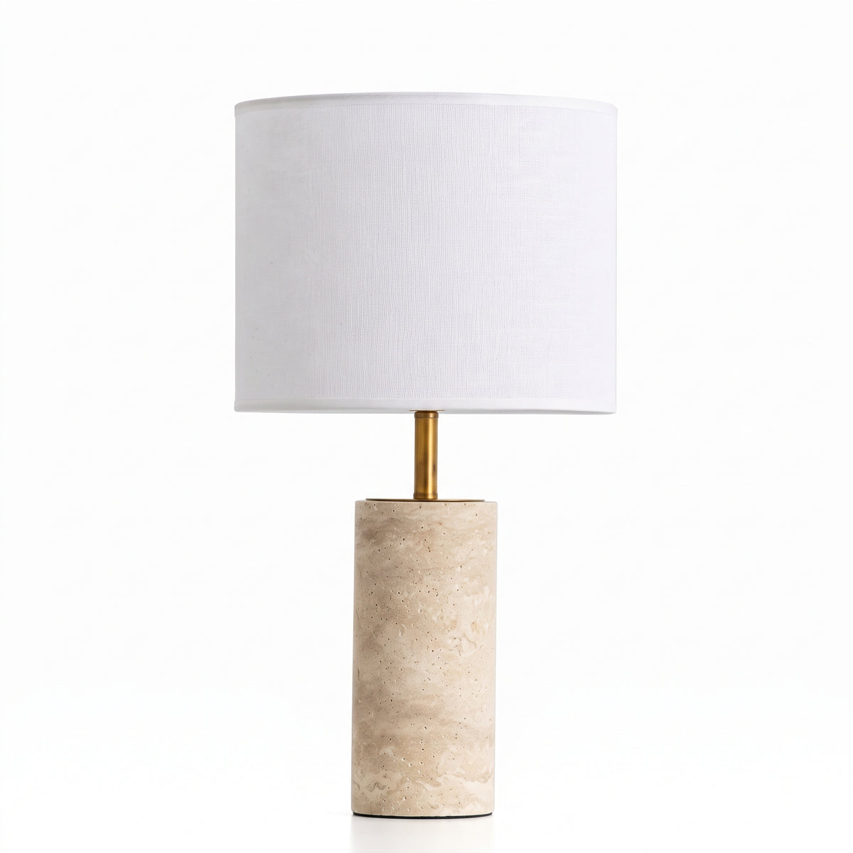 Wabi Sabi Cylindrical Travertine Table Lamp