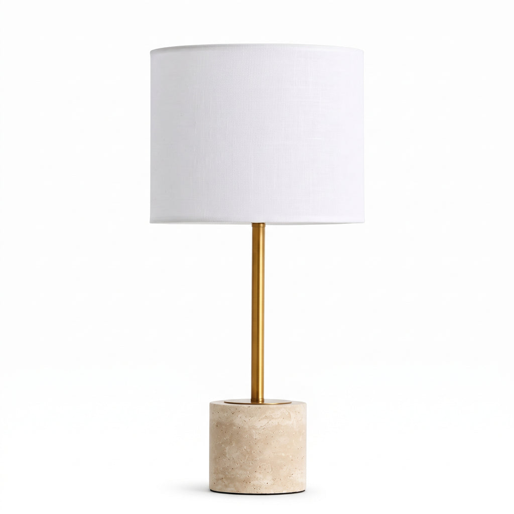 Wabi Sabi Cylindrical Travertine Table Lamp