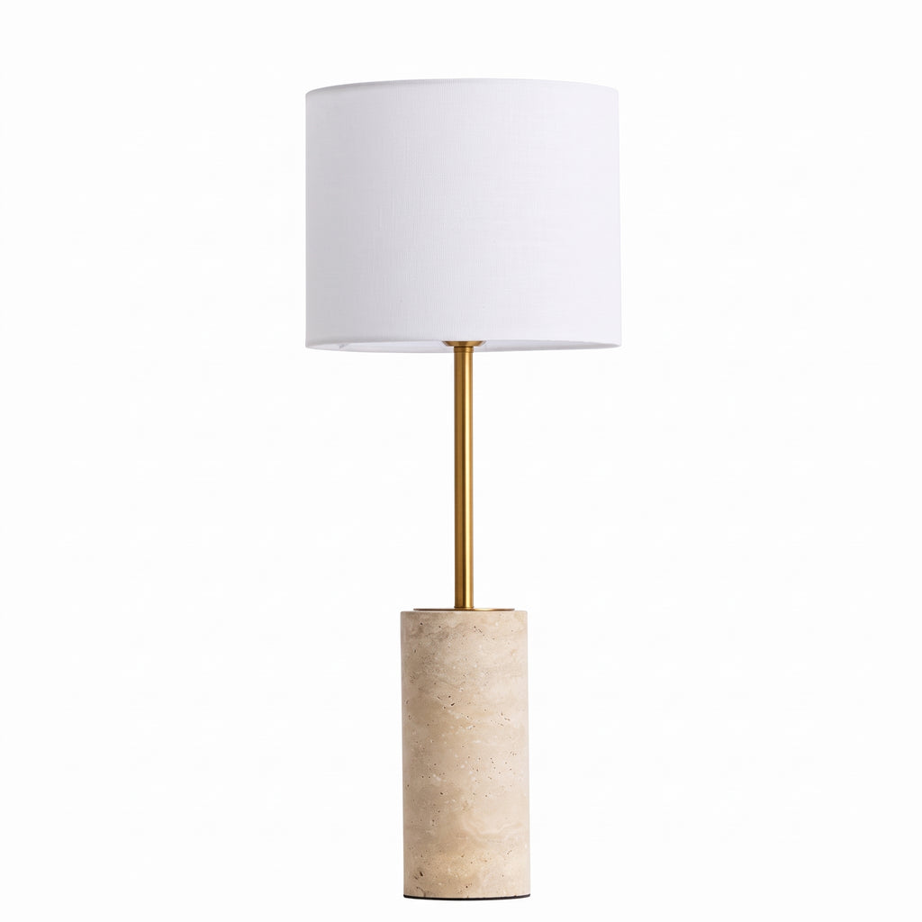 Wabi Sabi Cylindrical Travertine Table Lamp