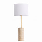 Wabi Sabi Cylindrical Travertine Table Lamp