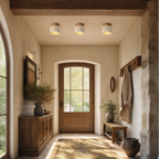 Modern Cylindrical Travertine Wood Flush Mount Ceiling Light