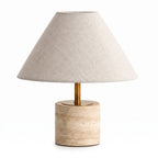Wabi Sabi Conical Shade Travertine Table Lamp