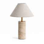 Wabi Sabi Conical Shade Travertine Table Lamp