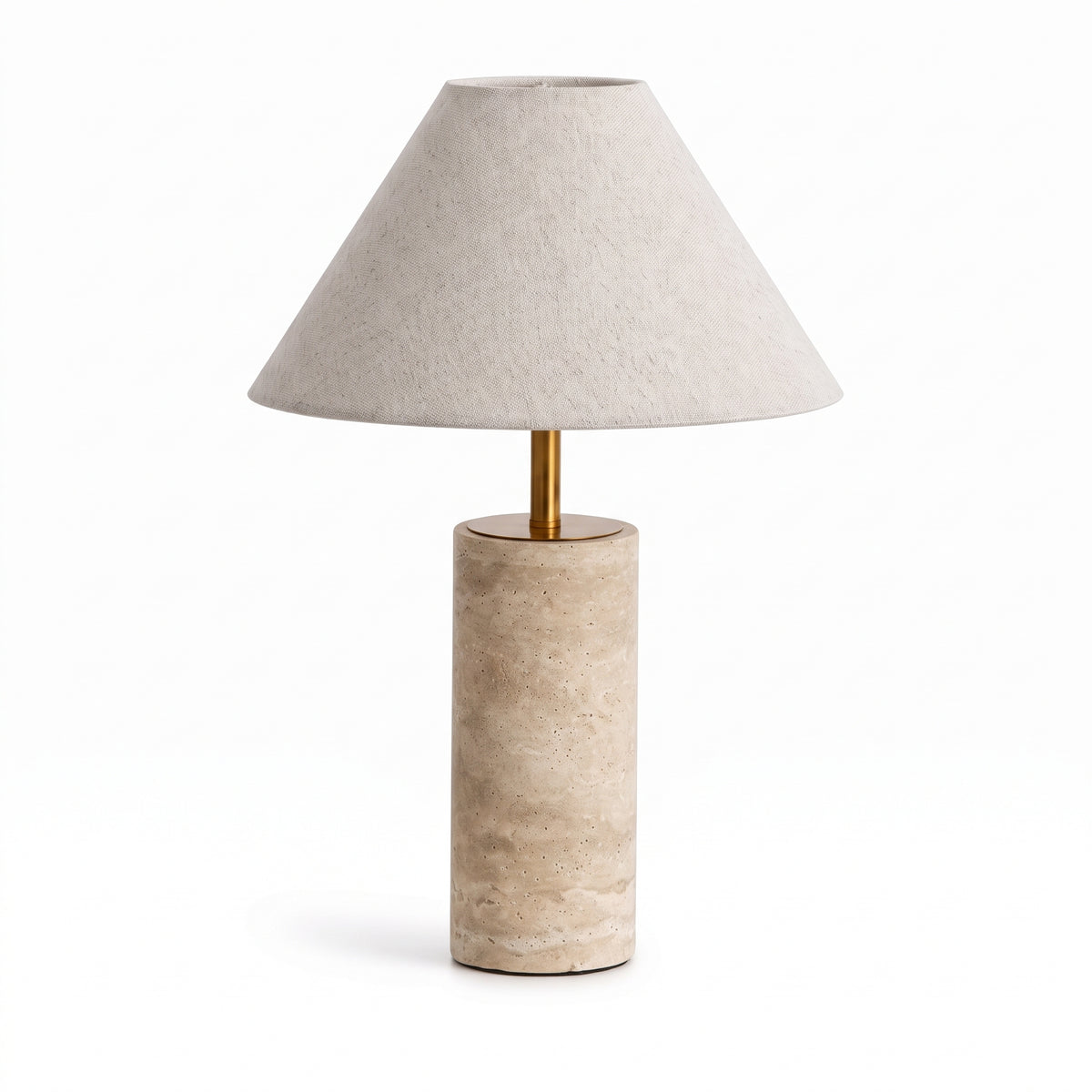 Wabi Sabi Conical Shade Travertine Table Lamp