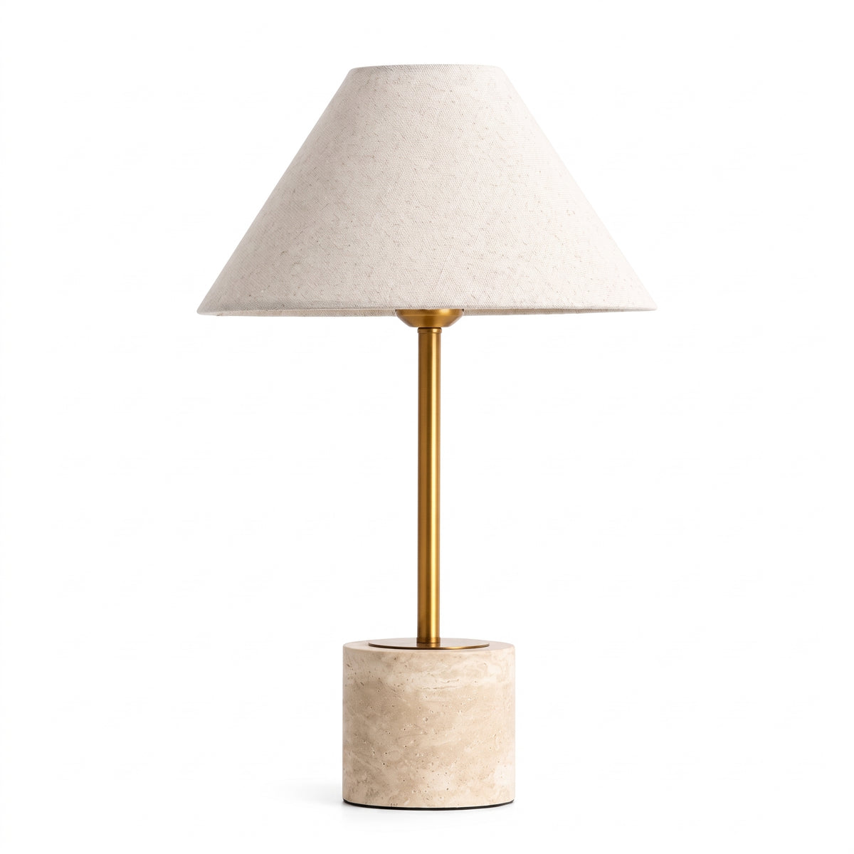 Wabi Sabi Conical Shade Travertine Table Lamp