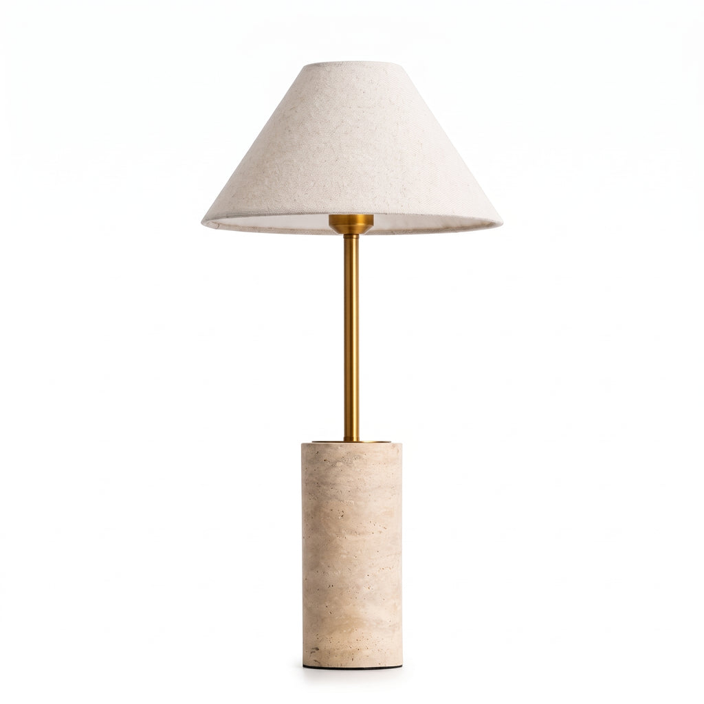 Wabi Sabi Conical Shade Travertine Table Lamp