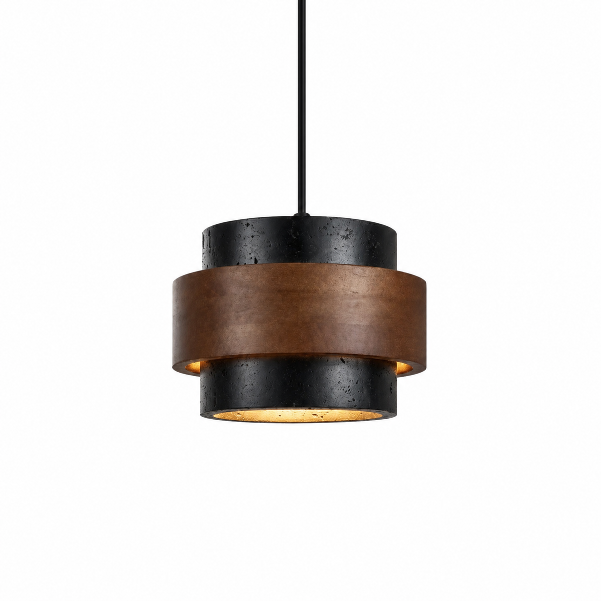 Modern Tiered Cylinder Travertine Pendant Light