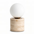 Wabi Sabi Globe Glass Travertine Table Lamp