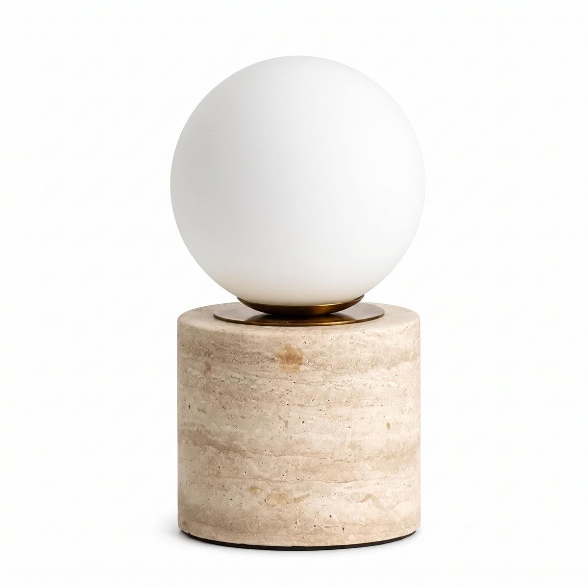 Wabi Sabi Globe Glass Travertine Table Lamp