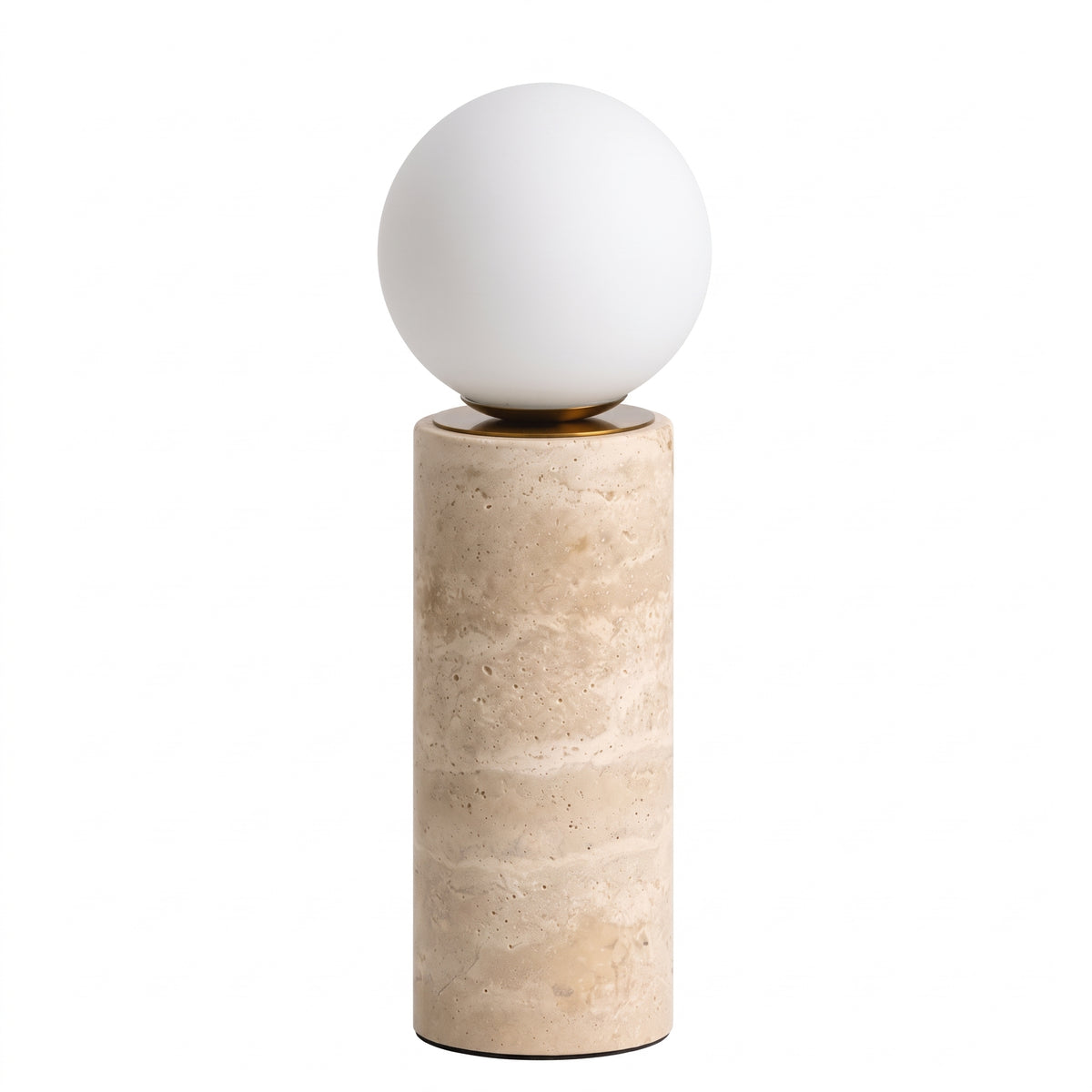 Wabi Sabi Globe Glass Travertine Table Lamp