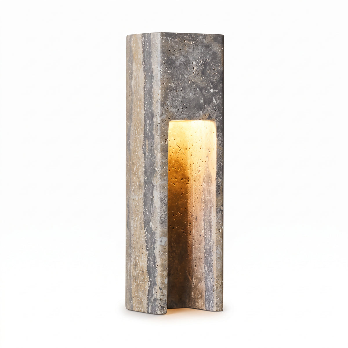 Wabi Sabi Vertical Cutout Travertine Wall Sconce