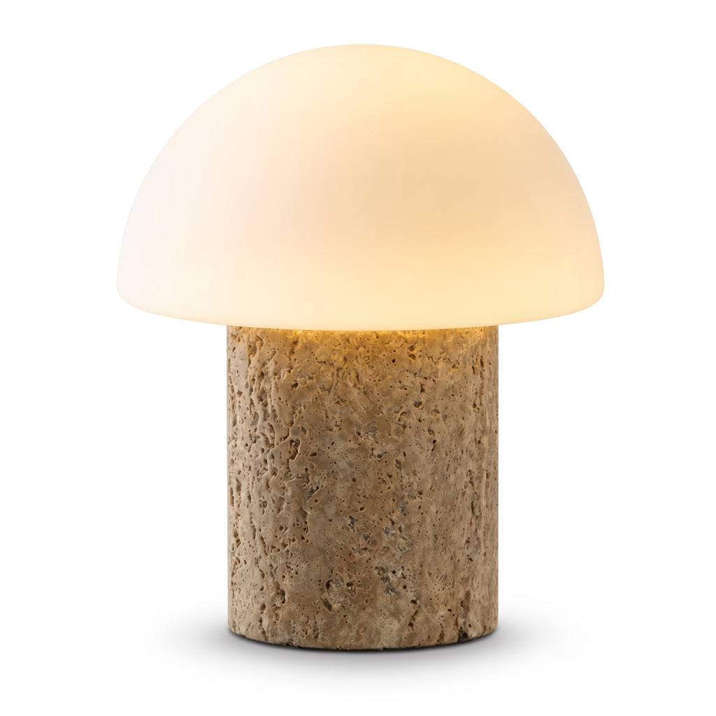 Wabi Sabi Mushroom Travertine Table Lamp