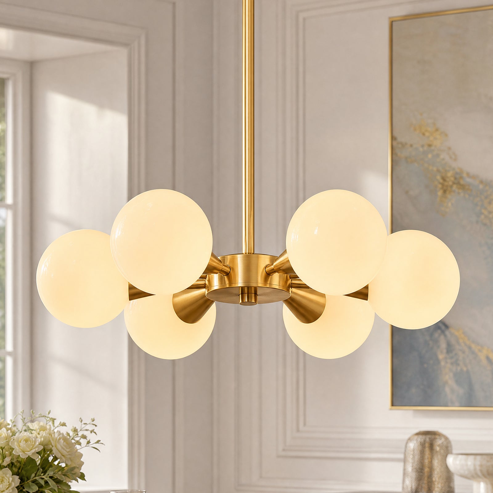 Mid Century Modern with Milk White Glass Lampshade Ceiling Light