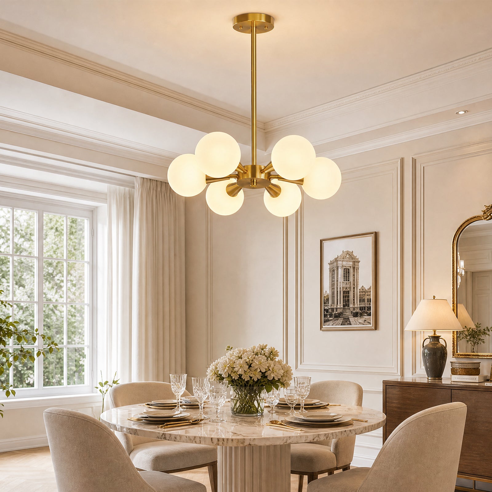 Mid Century Modern with Milk White Glass Lampshade Ceiling Light