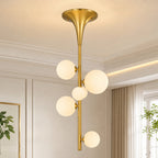 Milky White Glass Globe Trumpet Shape Semi Flush Mount Ceiling Light