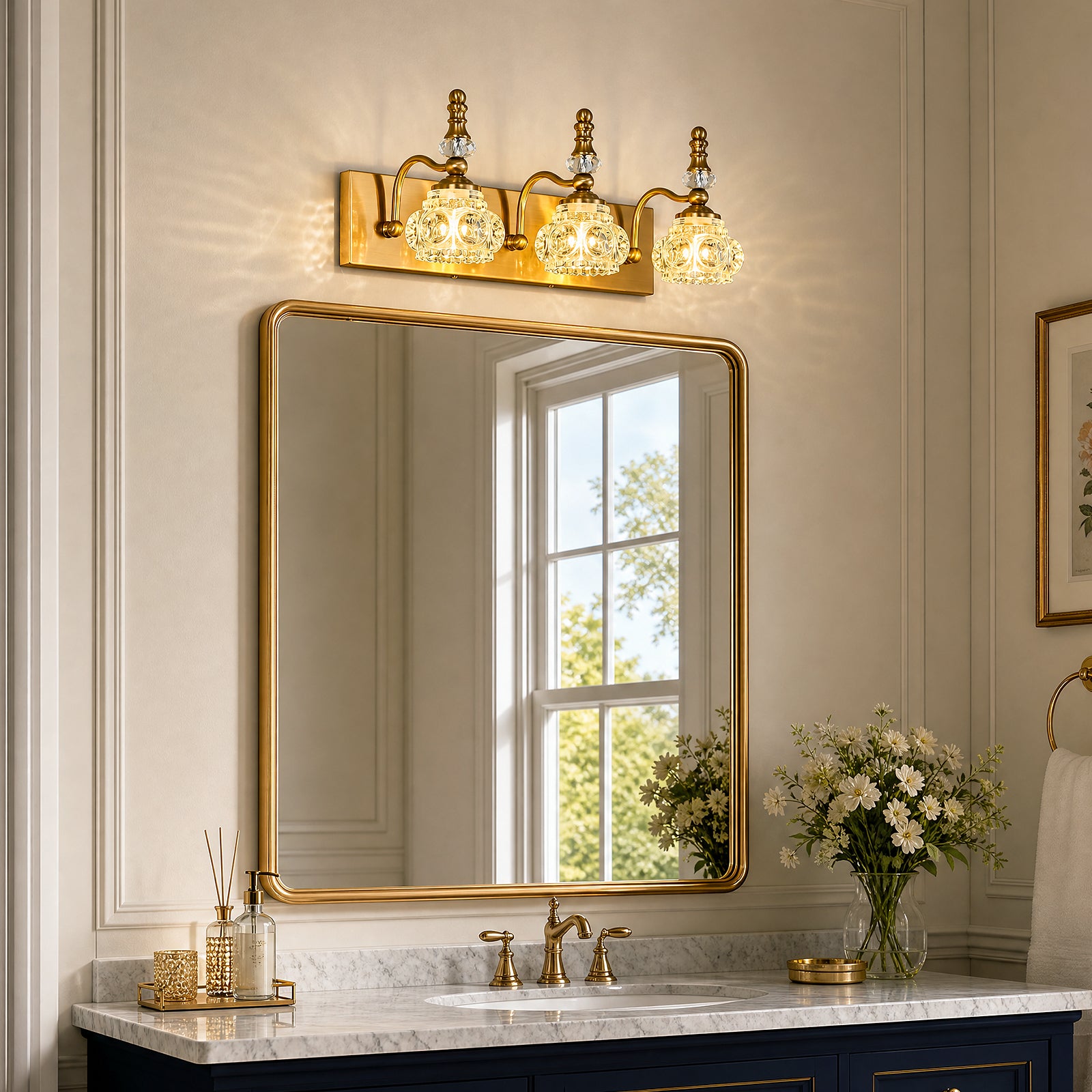 Vintage Embossed Textured Glass Curved Metal Arm Bathroom Vanity Light