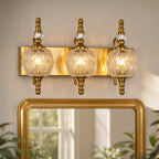 Classic Vintage Round Textured Glass Bathroom Vanity Light