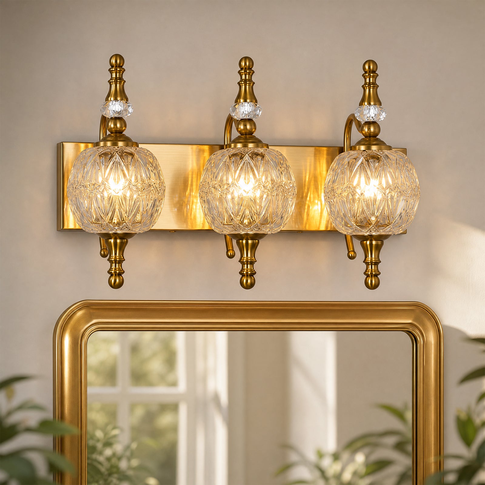 Classic Vintage Round Textured Glass Bathroom Vanity Light