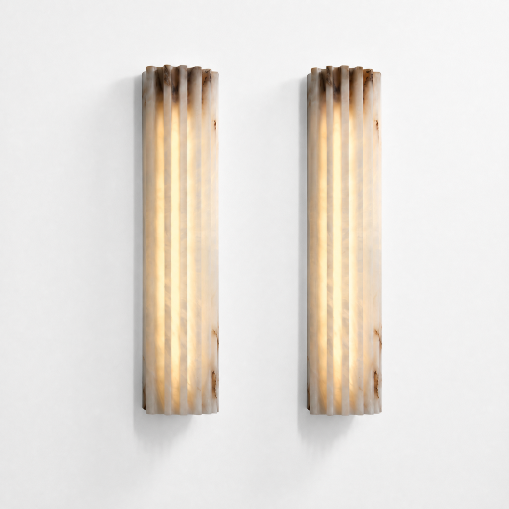 Vertical Ribbed Stone Alabaster LED Wall Sconce for Bedrooms