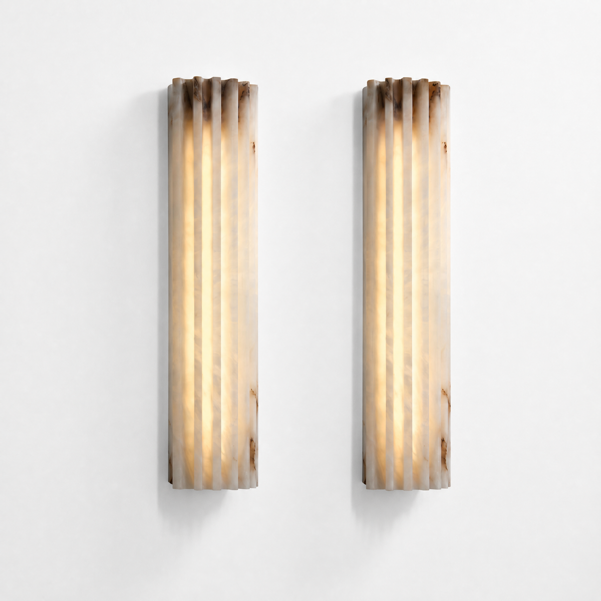 Vertical Ribbed Stone Alabaster LED Wall Sconce for Bedrooms