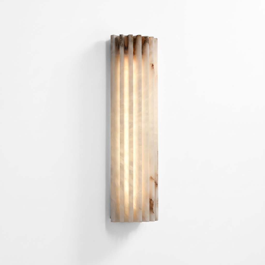 Vertical Ribbed Stone Alabaster LED Wall Sconce for Bedrooms
