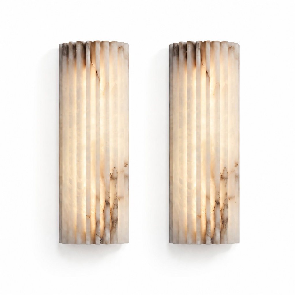 Vertical Ribbed Stone Alabaster LED Wall Sconce for Bedrooms