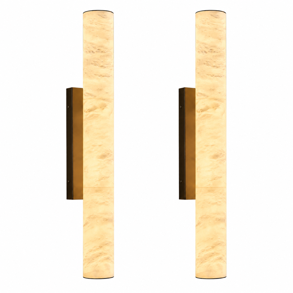 Slim Cylinder Natural Stone Alabaster LED Wall Light for Hallways