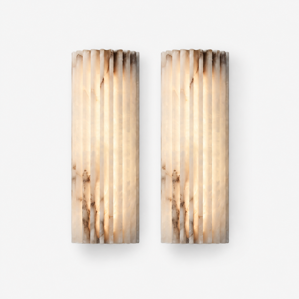 Vertical Ribbed Stone Alabaster LED Wall Sconce for Bedrooms