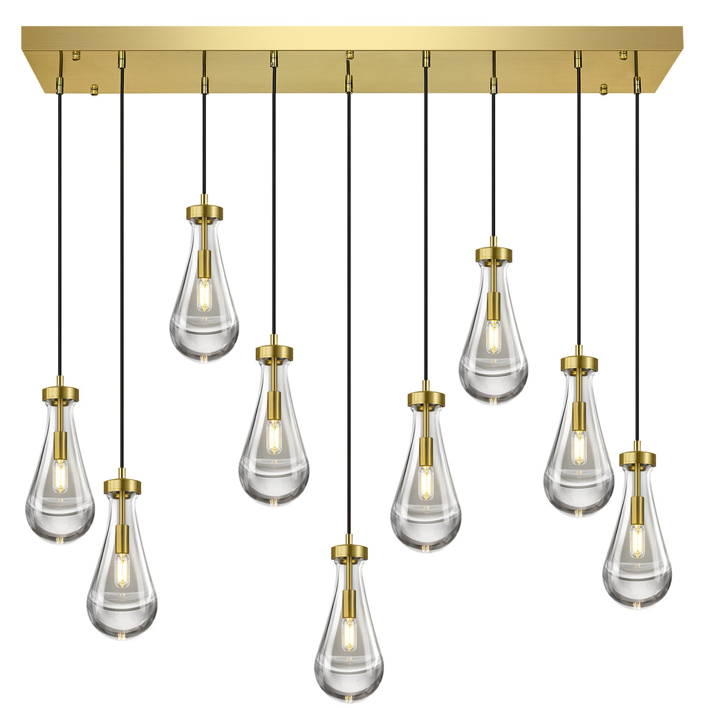 Raindrop Clear Solid Glass Adjustable Suspension Cord Pendant Light
