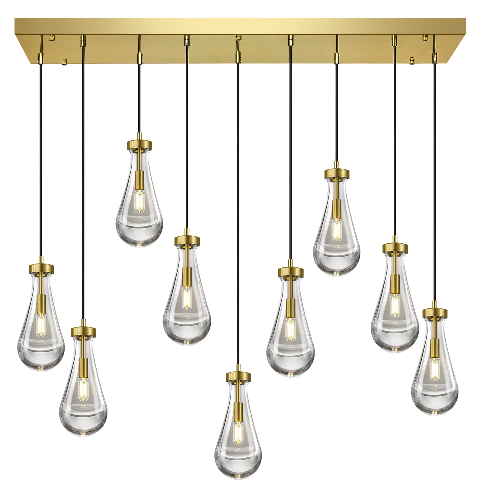 Raindrop Clear Solid Glass Adjustable Suspension Cord Pendant Light