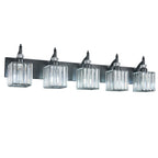 Transitional Luxury Square Prism Fluted Crystal Bathroom Vanity Light