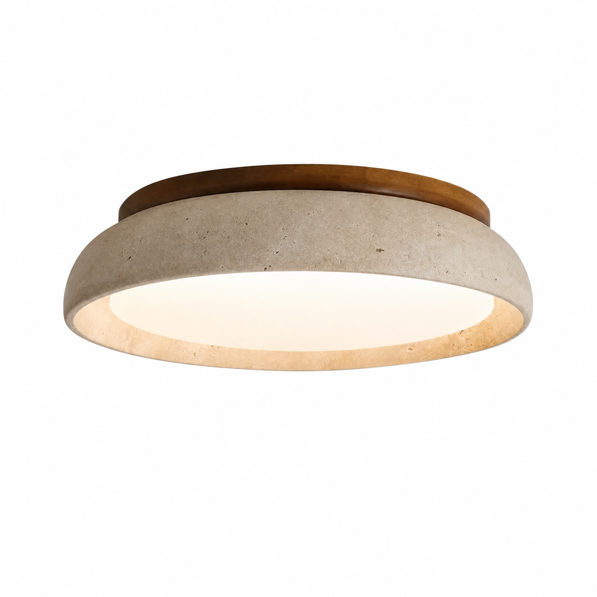 Modern Round Travertine Flush Mount LED Ceiling Light