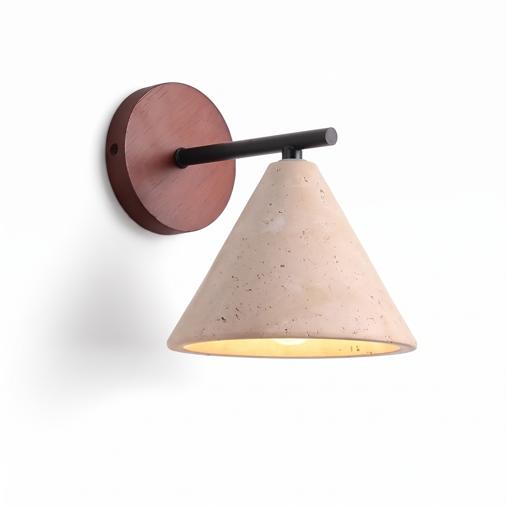 Wabi Sabi Conical Travertine Wall Sconce