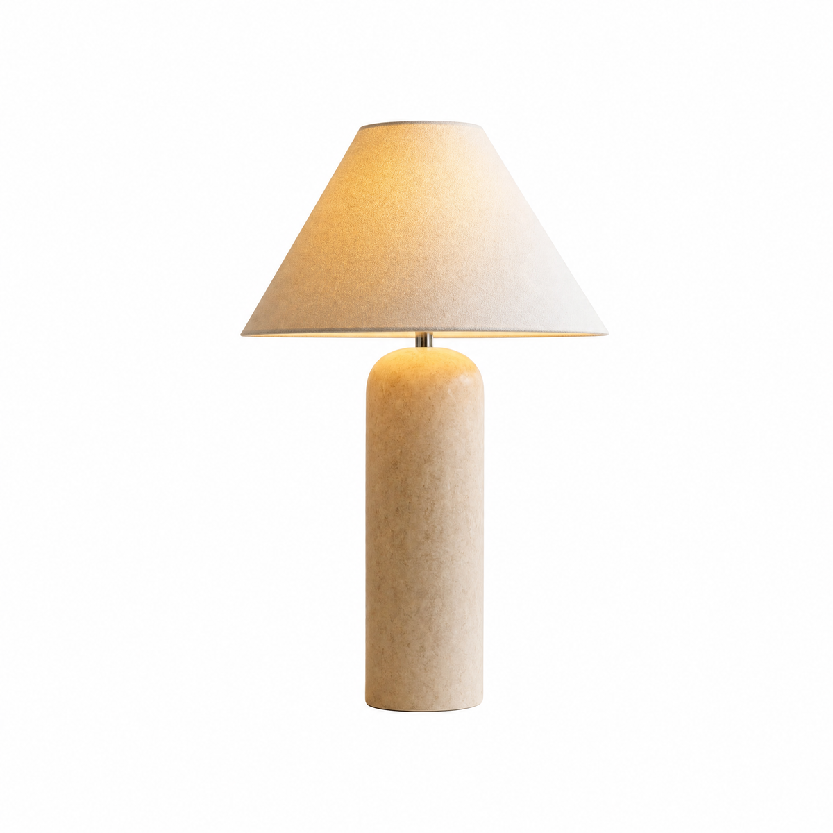 Modern Cylindrical Travertine Table Lamp