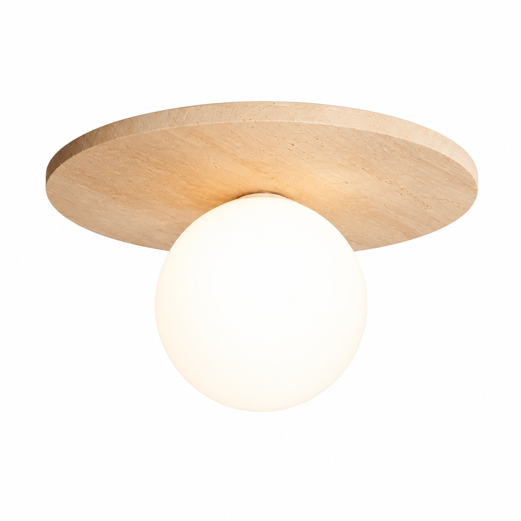 Modern Flat Disc Travertine Flush Mount Ceiling Light